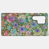 Golden Embroidered Pastel Floral Phone Case Samsung Galaxyケース (裏面横)