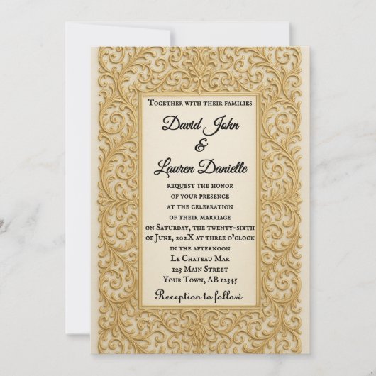 Golden Ever After Photo Wedding Invitation 招待状 (正面)