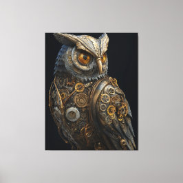 Golden-Eyed Steampunk Owl キャンバスプリント