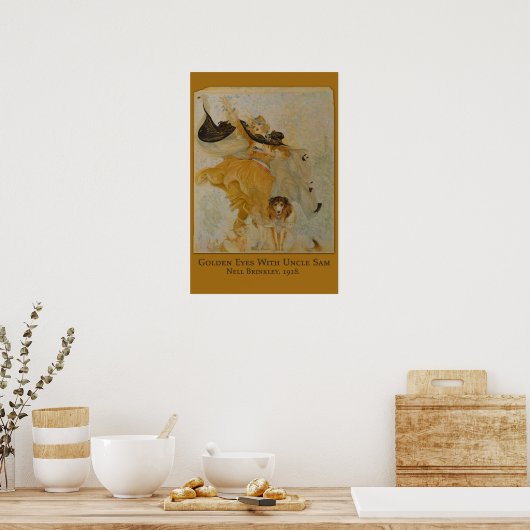 Golden Eyes with Uncle Sam (Dog) by Nell Brinkley ポスター (キッチン)