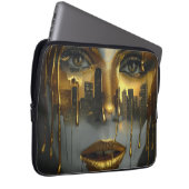 Golden Face Surrealist City Urban Digital Art ラップトップスリーブ (正面右)