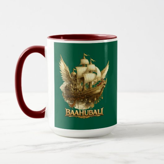 Golden Fantasy Flying Ship Art Combo Coffee Mug マグカップ (左)