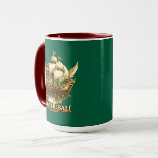 Golden Fantasy Flying Ship Art Combo Coffee Mug マグカップ (正面左)