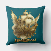 Golden Fantasy Flying Ship Art Throw Pillow クッション (裏面)