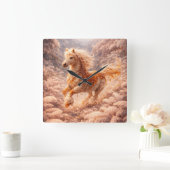 Golden Fantasy Horse Aesthetic Room Decor スクエア壁時計 (ホーム)