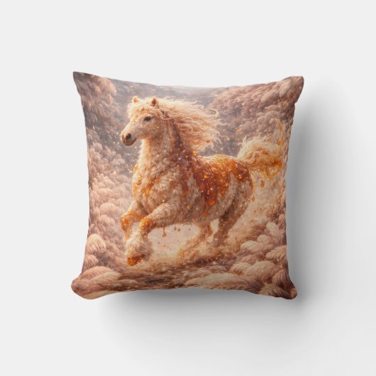 Golden Fantasy Horse Running Dream Pillow クッション (正面)