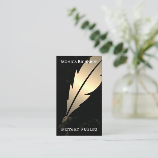 Golden feather pen notary Business Card 名刺 (スタンド正面)