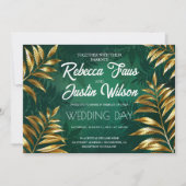 Golden fern arrangement wedding 招待状 (正面)