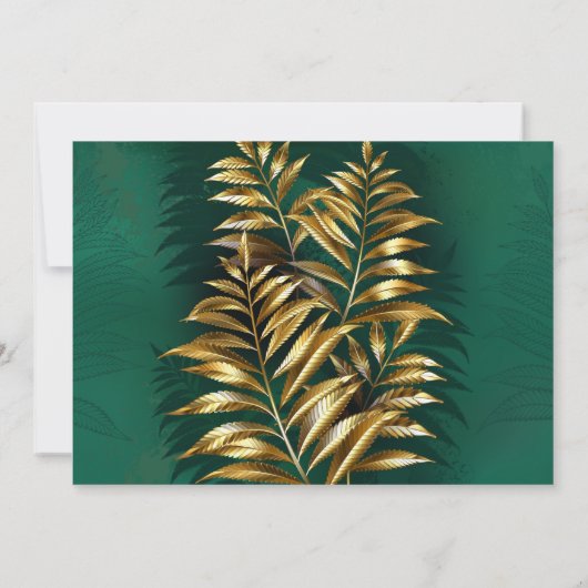 Golden fern arrangement wedding 招待状 (裏面)