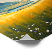 Golden Field and River at Sunset ポスター (角)