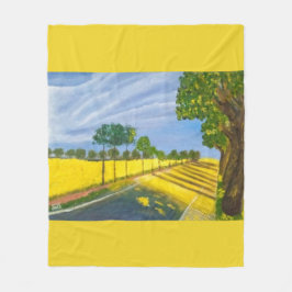 Golden Fields and Path フリースブランケット