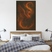 Golden Fire Phoenix • Luxury Fine Art Canvas Print キャンバスプリント (インサイチュ (寝室))