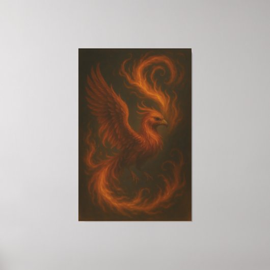 Golden Fire Phoenix • Luxury Fine Art Canvas Print キャンバスプリント (正面)