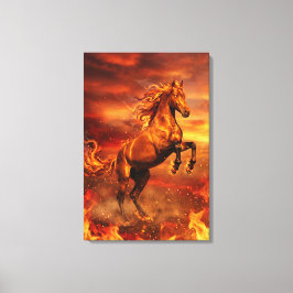 Golden Fire Stallion – Powerful Fantasy キャンバスプリント