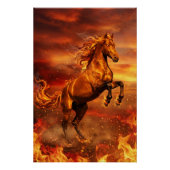 Golden Fire Stallion – Powerful Fantasy Poster ポスター (正面)