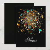 Golden Fireworks & Confetti Celebration 招待状 (正面/裏面)