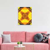 Golden Flame Kaleidoscope Fractal Art キャンバスプリント (インサイチュ (リビング))