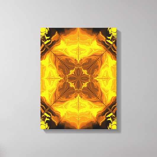Golden Flame Kaleidoscope Fractal Art キャンバスプリント (正面)