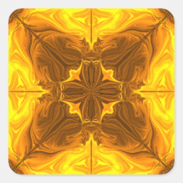 Golden Flame Kaleidoscope Fractal Art スクエアシール
