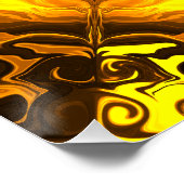 Golden Flame Kaleidoscope Fractal Art ポスター (コーナー)