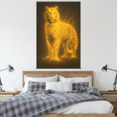 Golden Flame Tiger – Fantasy Art Painting キャンバスプリント (インサイチュ (寝室))