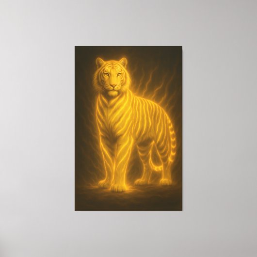 Golden Flame Tiger – Fantasy Art Painting キャンバスプリント (正面)