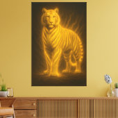 Golden Flame Tiger – Fantasy Art Painting キャンバスプリント (インサイチュ (リビング))