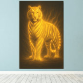 Golden Flame Tiger – Fantasy Art Painting キャンバスプリント (インサイチュ (ウッドフロア))