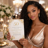 Golden Floral 50th Anniversary Invitation 招待状