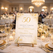 Golden Floral 50th Anniversary Invitation 招待状