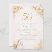 Golden Floral 50th Anniversary Invitation 招待状 (正面)