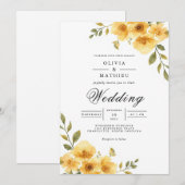 Golden Floral Arch Romance Wedding 招待状 (正面/裏面)