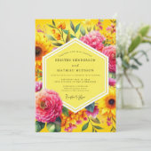 Golden Floral Bloom Wedding 招待状 (スタンド正面)