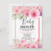 Golden floral cake for baby shower 招待状 (正面)