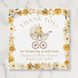 Golden Floral Carriage Thank You | Baby Shower フェイバータグ