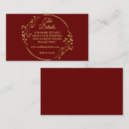 Golden Floral Geometric Wreath Red Detail Wedding エンクロージャーカード
