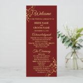 Golden Floral Geometric Wreath Red Wedding プログラム (スタンド正面)