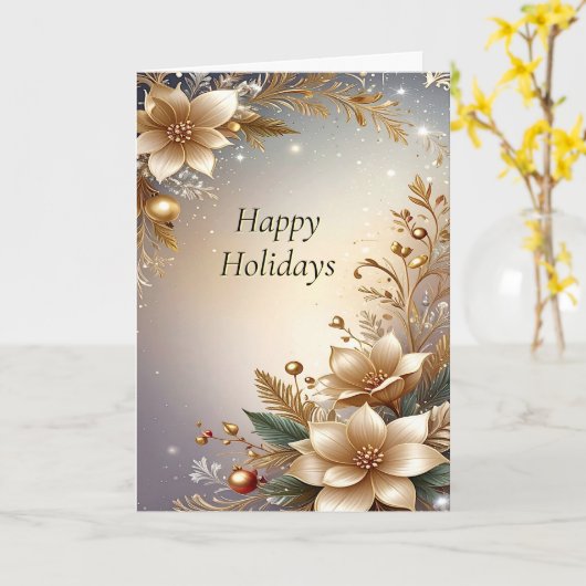 Golden Floral Holiday Card カード (黄色い花)