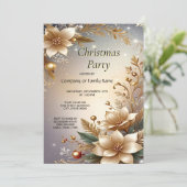 Golden Floral Holiday Party Invitation 招待状 (スタンド正面)