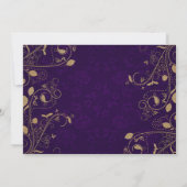 Golden Floral Leaves Pattern Purple Modern Wedding 招待状 (裏面)