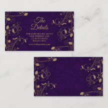 Golden Floral Leaves Purple Modern Wedding Detail