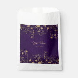Golden Floral Leaves Purple Wedding Party フェイバーバッグ