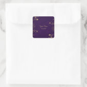 Golden Floral Leaves Purple Wedding Party Modern スクエアシール (バッグ)