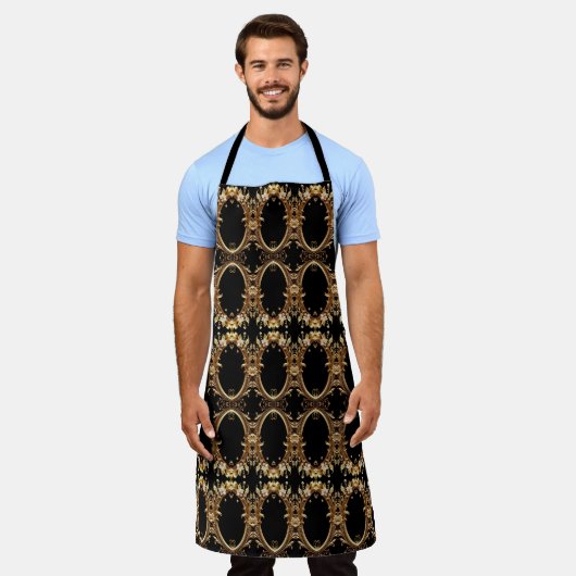 Golden Floral Ornate Apron エプロン (着用した状態)