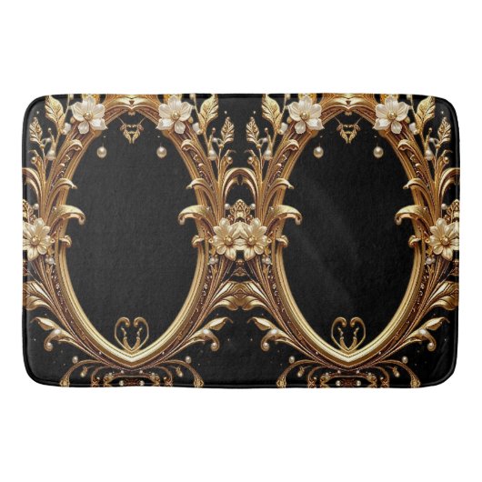 Golden Floral Ornate Bath Mat バスマット (正面)