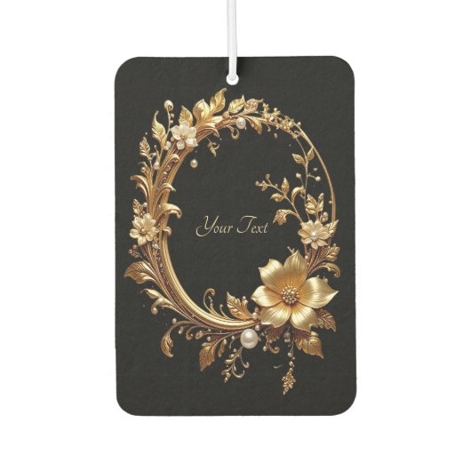 Golden Floral Ornate Frame Air Freshener カーエアーフレッシュナー (正面)