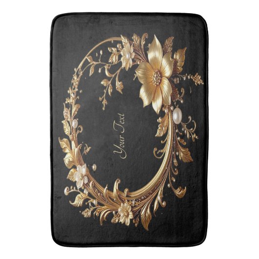 Golden Floral Ornate Frame Bath Mat バスマット (正面縦)
