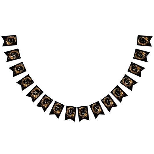 Golden Floral Ornate Frame Bunting Flag バンティングフラッグ (全)