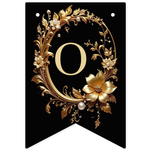 Golden Floral Ornate Frame Bunting Flag バンティングフラッグ (第2の旗)
