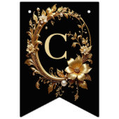 Golden Floral Ornate Frame Bunting Flag バンティングフラッグ (第1の旗)